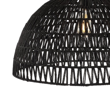 Campana 20" Bohemian Modern Woven Rattan/Iron LED Pendant